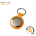 Metal and Leather Tag Keychain Accessosries with Steaching (Y02100)